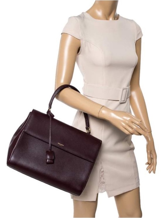 Saint Laurent Handbags - Saint Laurent Deep Burgundy Leather Satchel with Top Handle